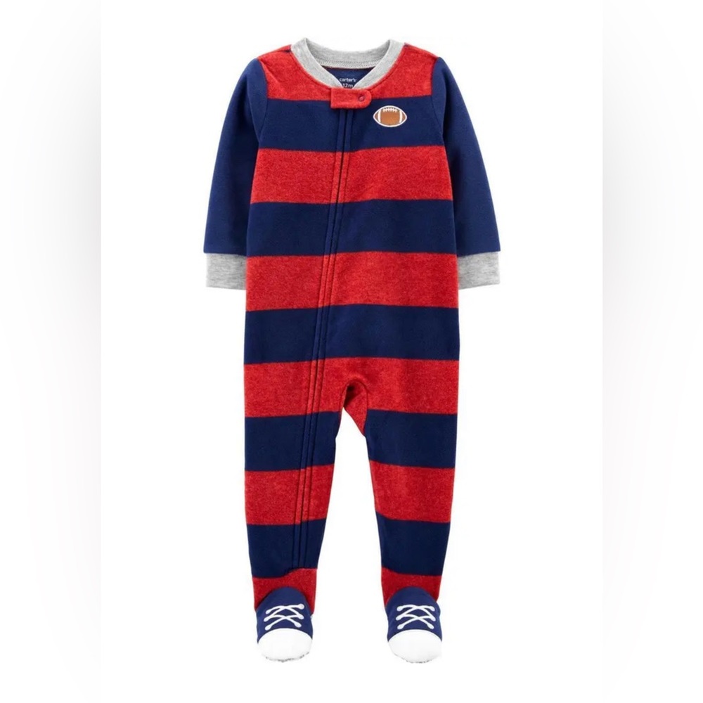 NWOT Baby 1-Piece Football Fleece Footie PJs‎ Size 4T